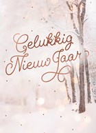 nieuwjaarskaart gelukkig nieuwjaar sneeuw